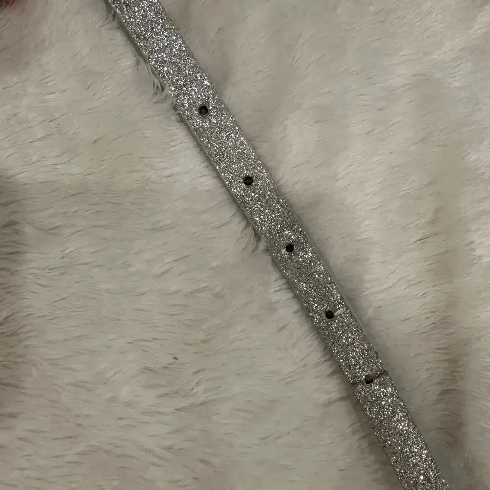 Justice Silver Glitter Belt sz M